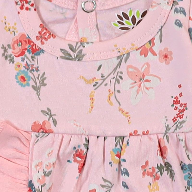 PINK BASE ROSE PRINT WARP OPEN DRESS