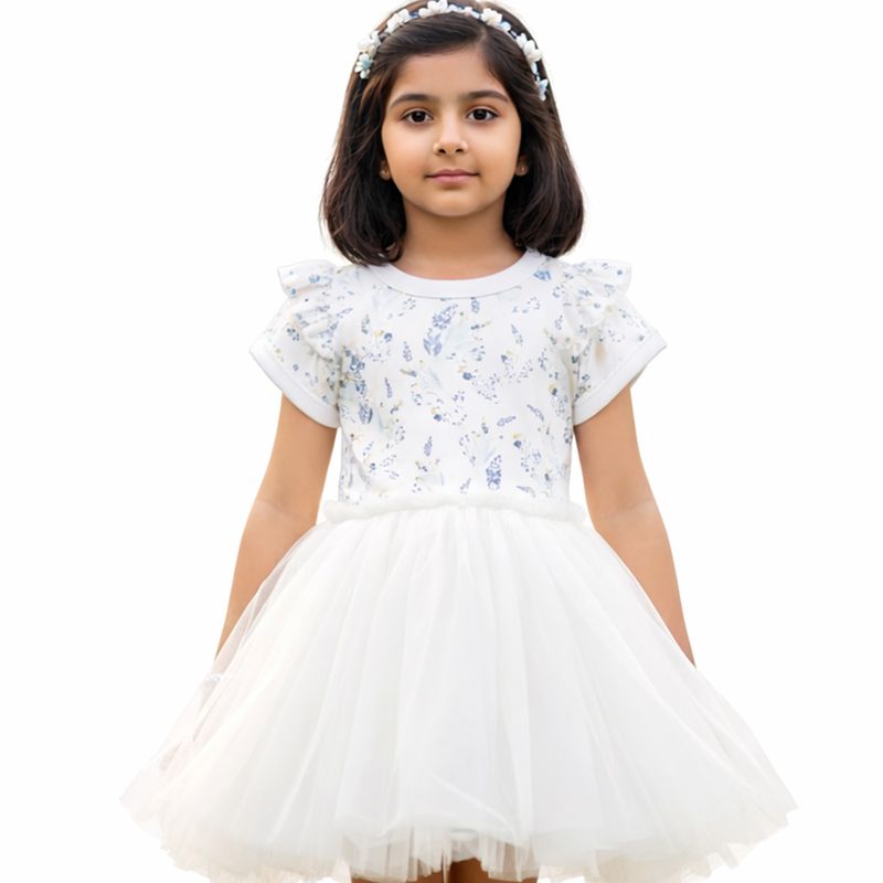 BLUE FLOWER TUTU DRESS WITHOUT MESS