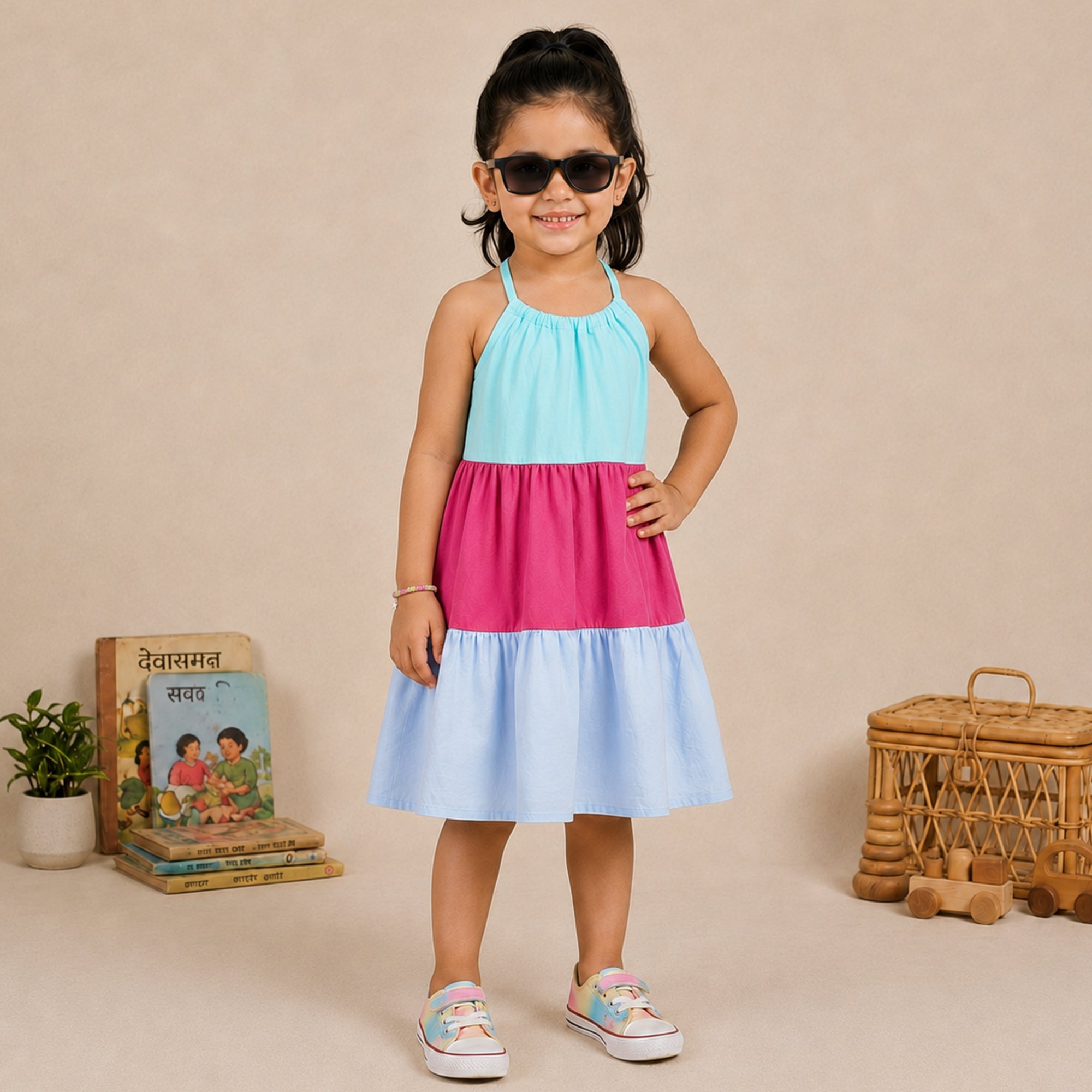 Cross Cut Dress - Multicolour Layer