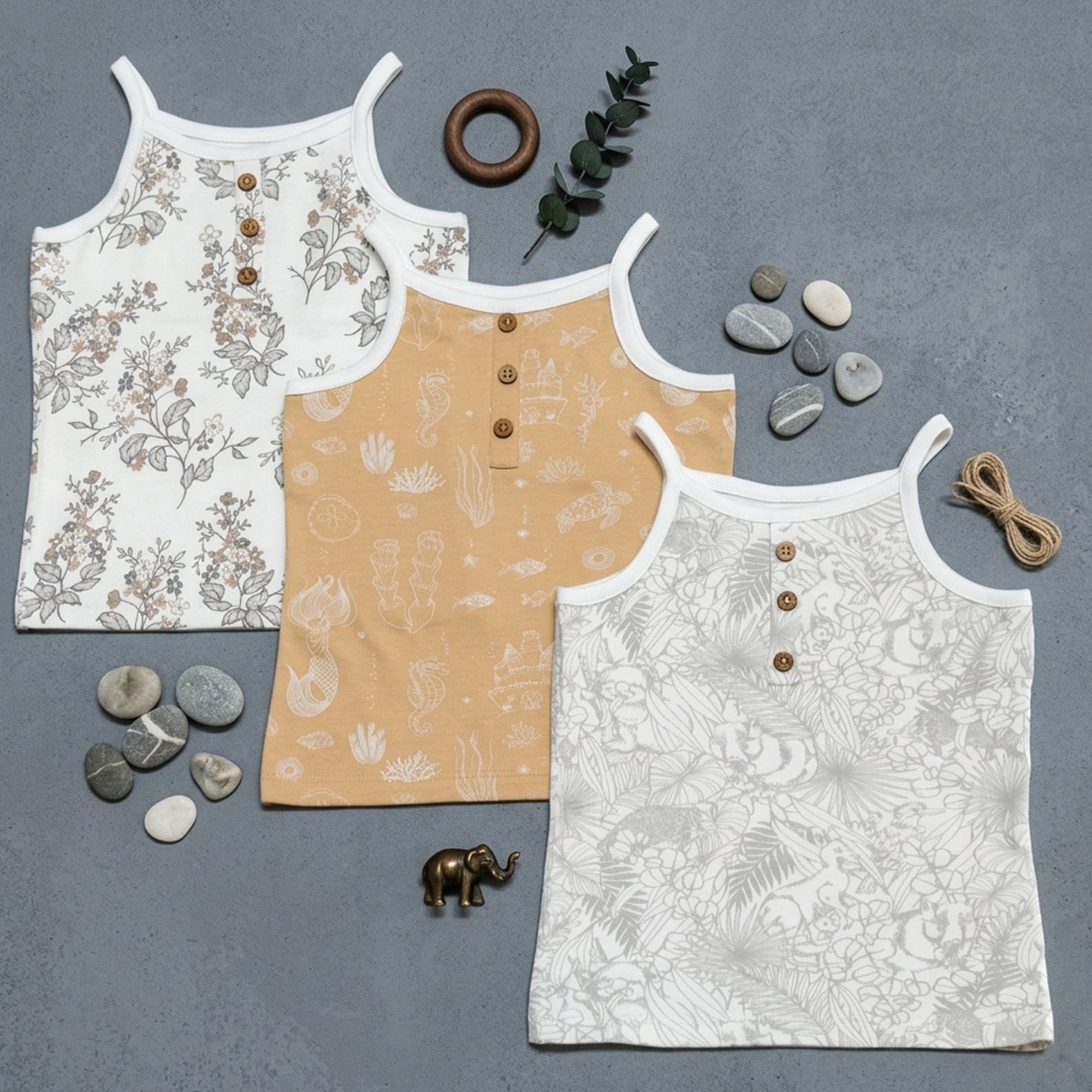 Grey Aop/Mermaid/Brown Flower