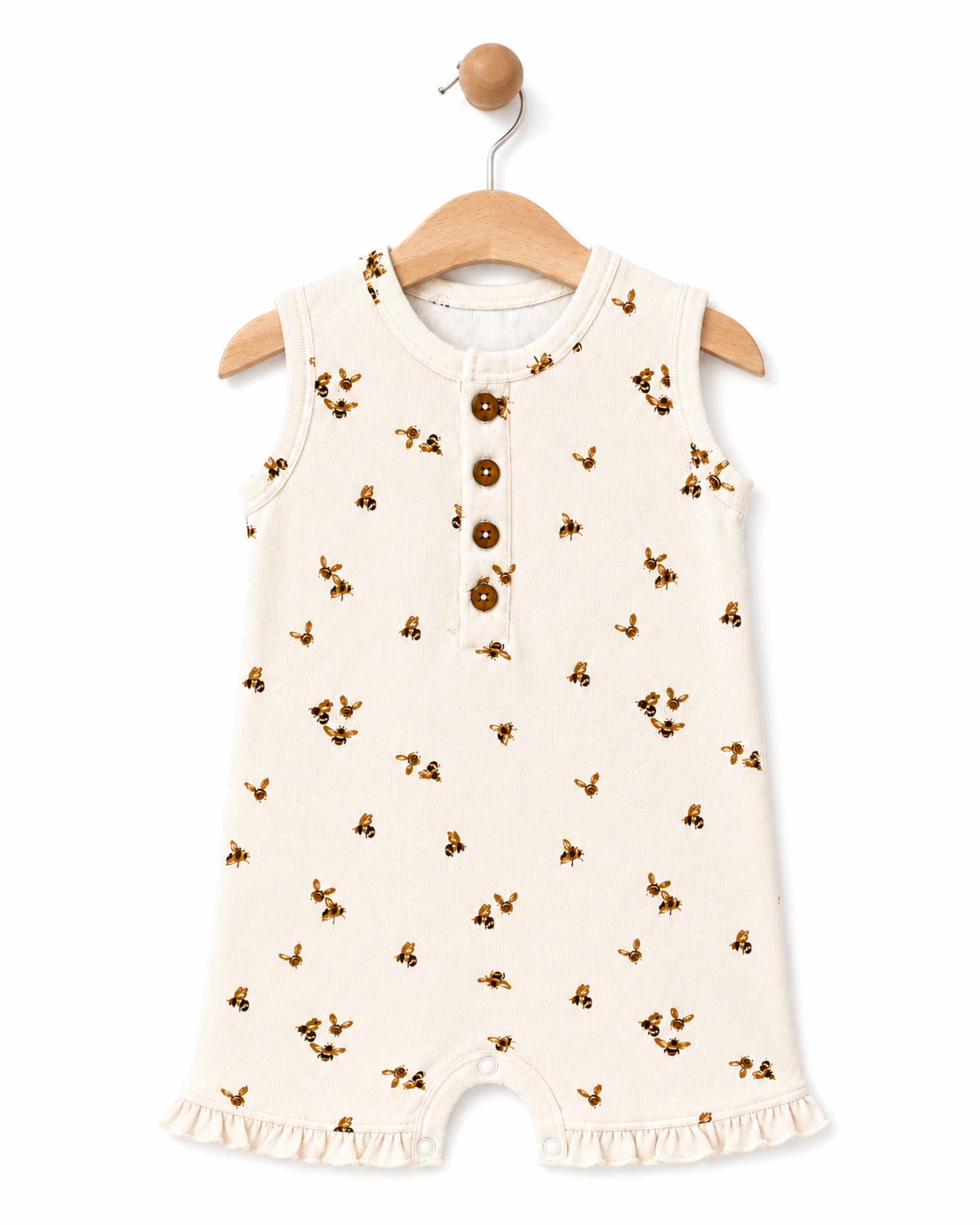 Bee Print Button Romper
