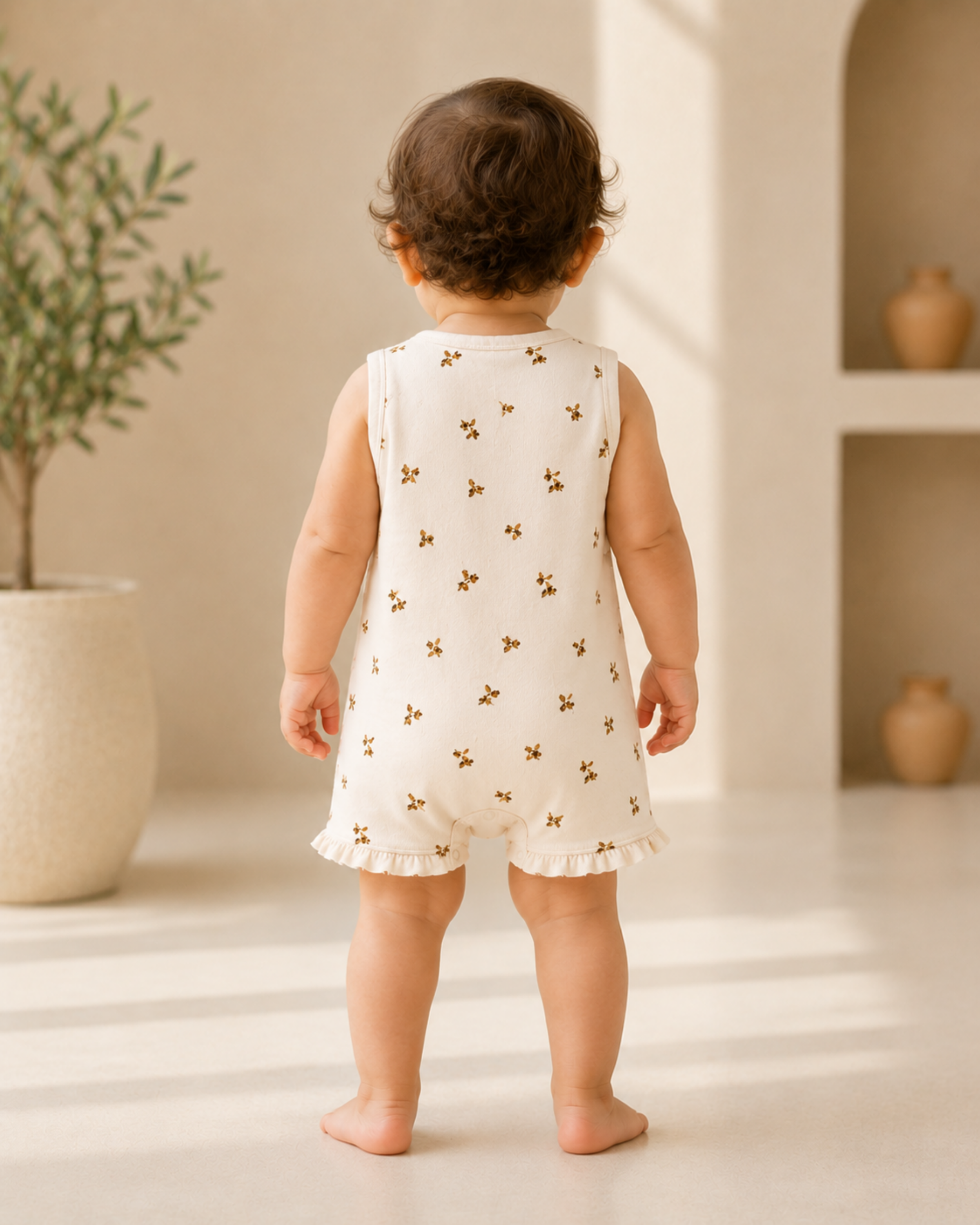 Bee Print Button Romper