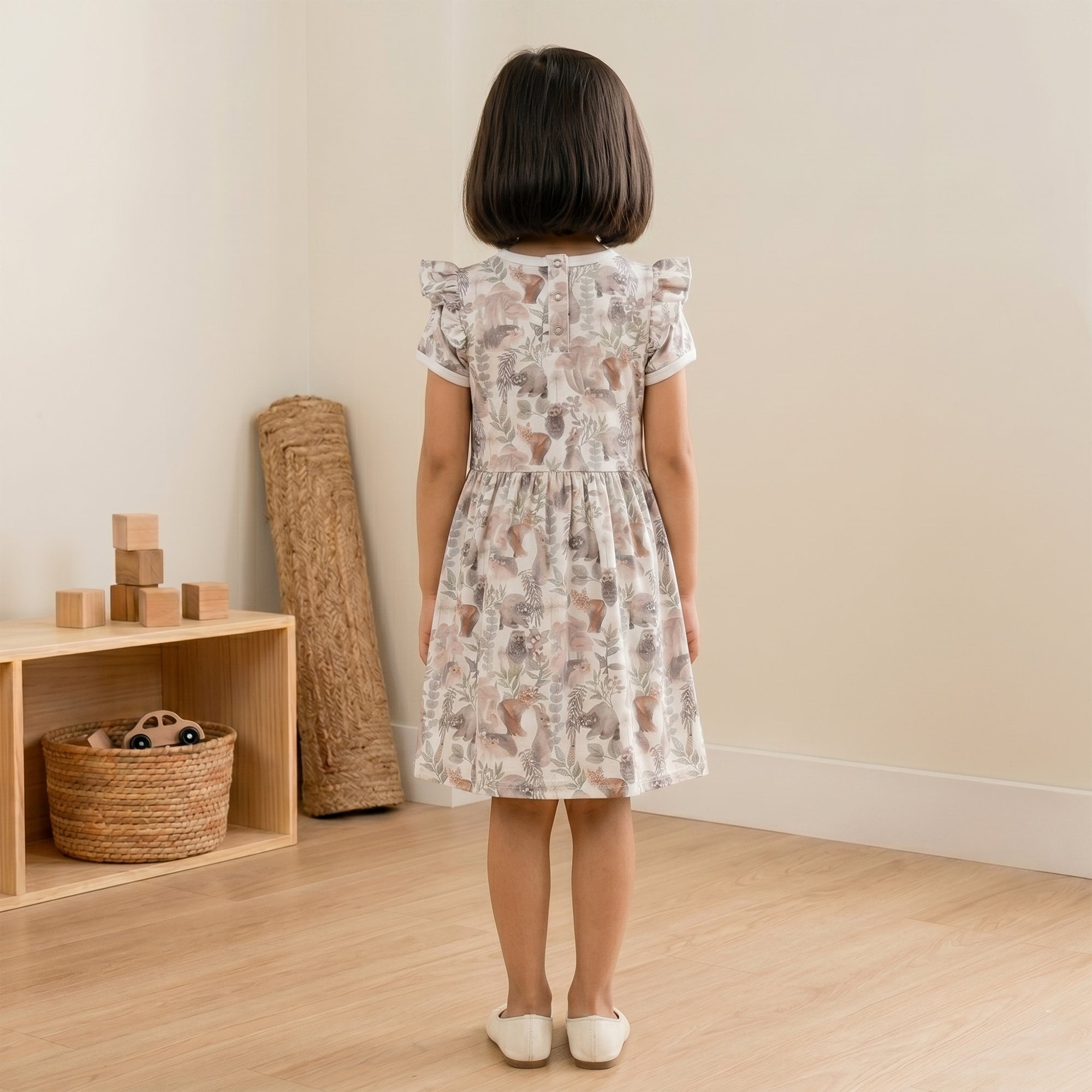 Flutter Half Sleeve Dress - Animal Print