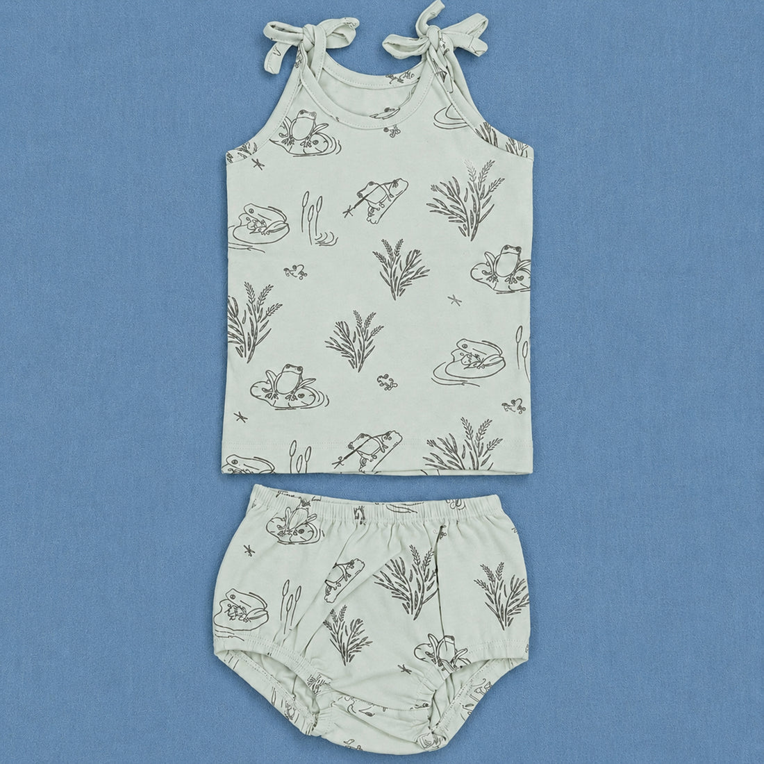Knotted Jablas - Frog Print/White Base Pink Flower