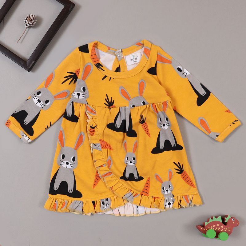 RABBIT PRINT  WRAP OPEN DRESS