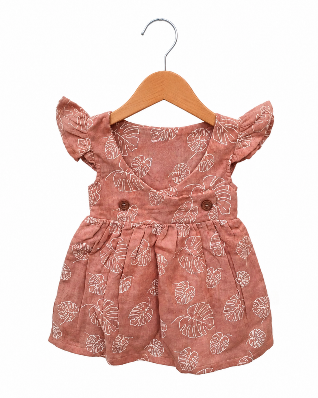 Blush Peach Muslin Sleeveless Dress With Bloomer