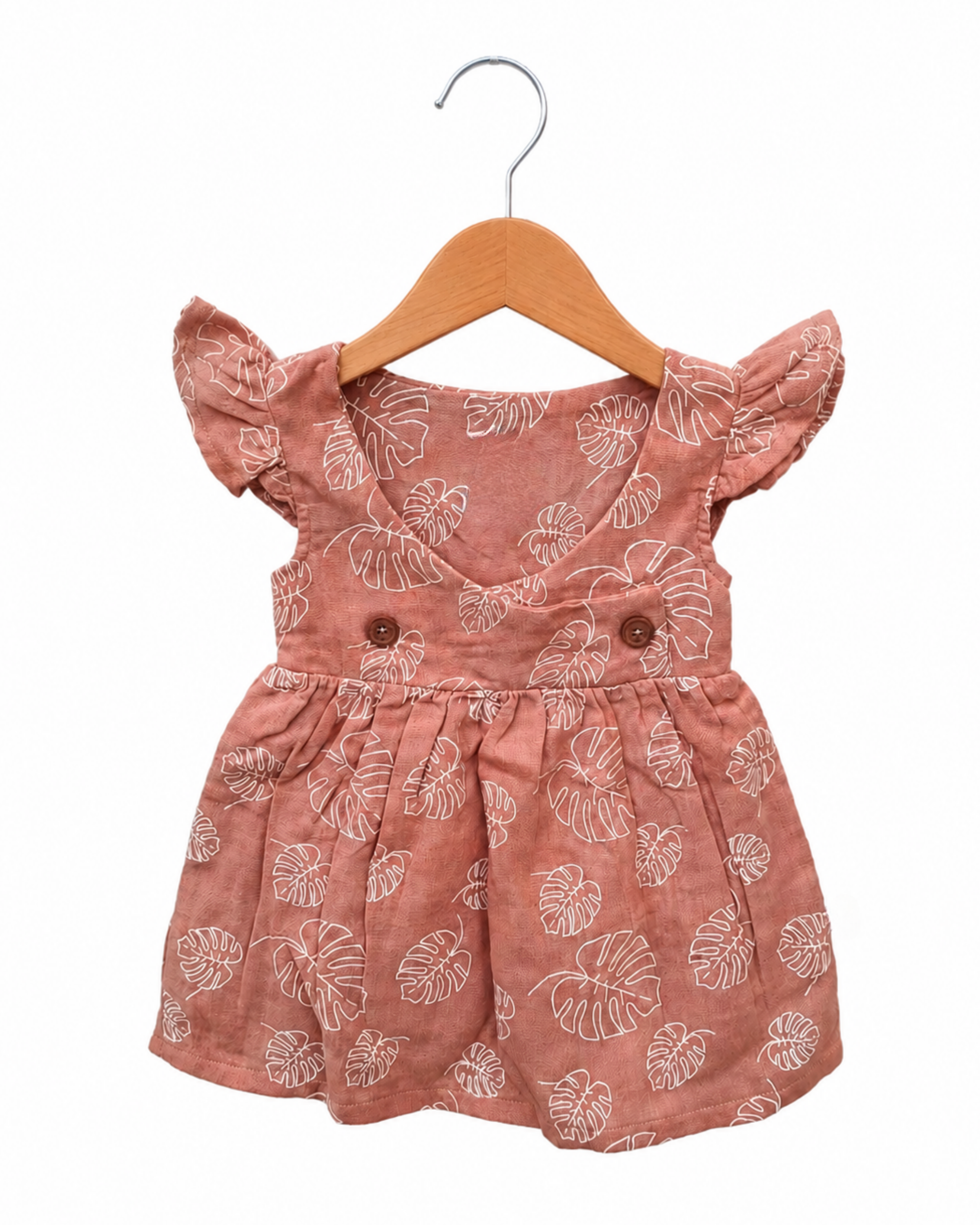 Blush Peach Muslin Sleeveless Dress With Bloomer