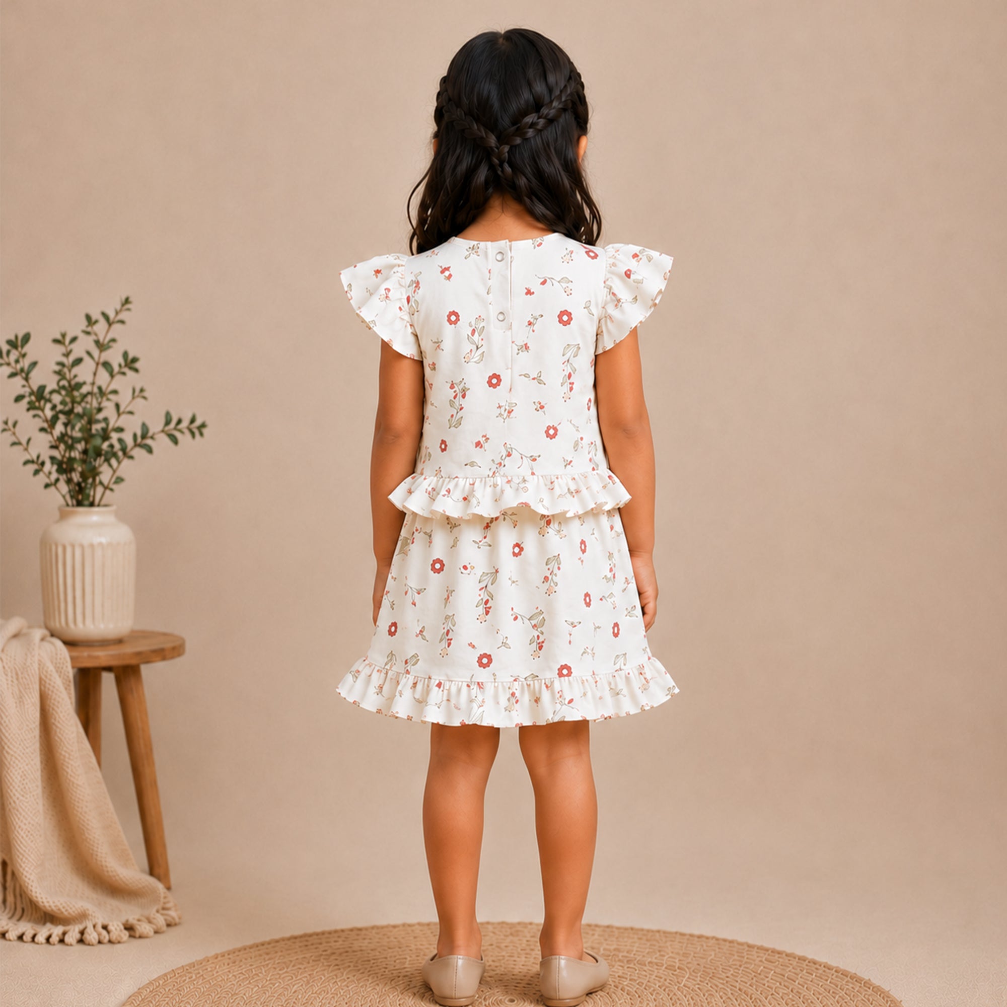 Luna Top And Skirt - White BASE Pink Flower