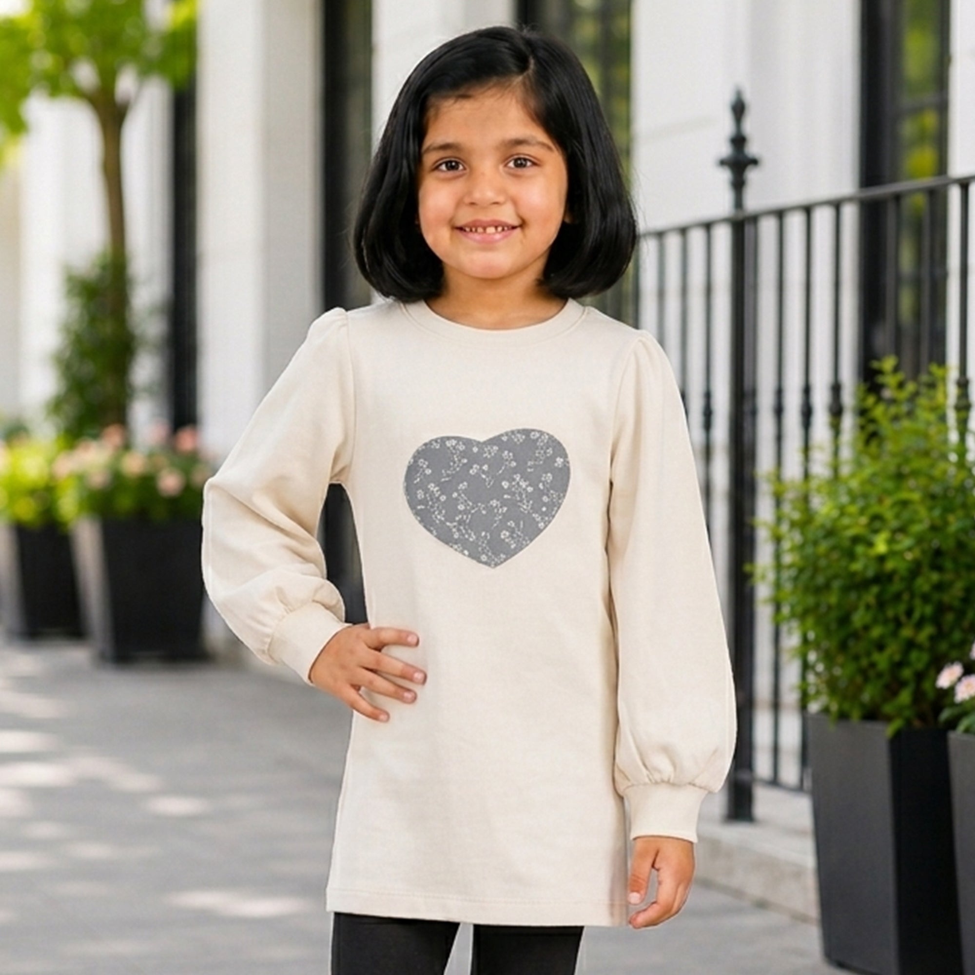 Rib Dress - Heart Print Dress