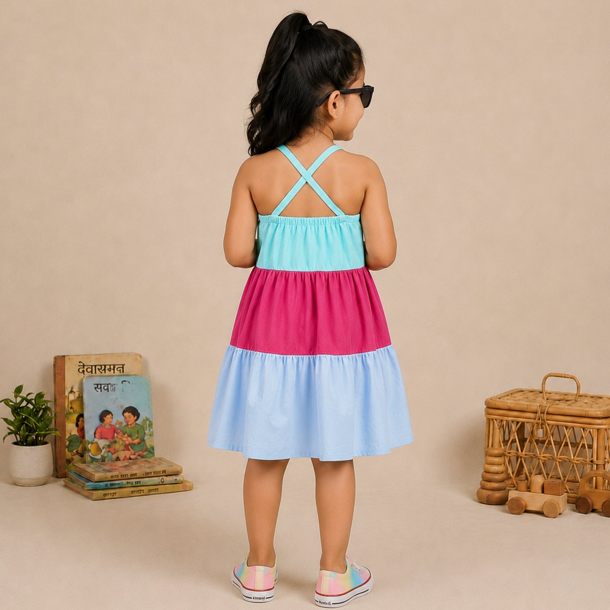 Cross Cut Dress - Multicolour Layer