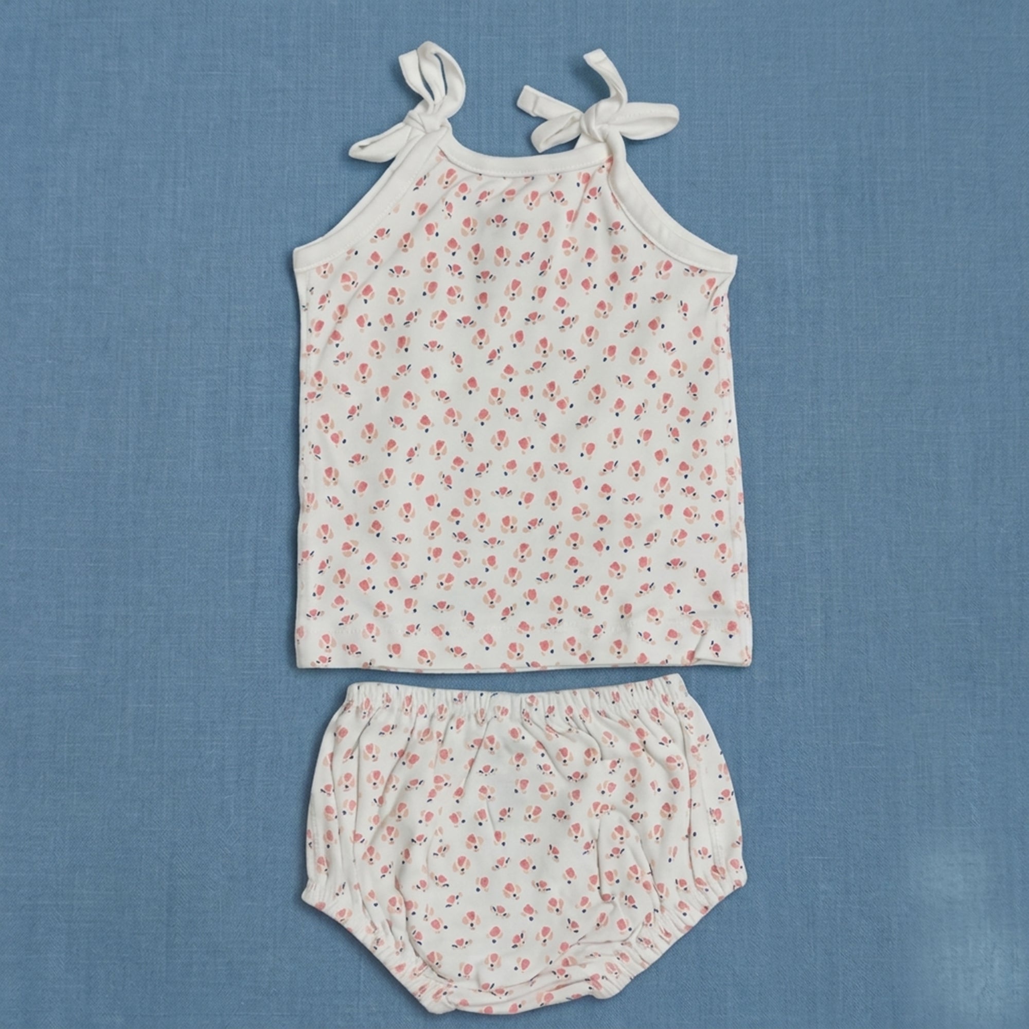 Knotted Jablas - Frog Print/White Base Pink Flower