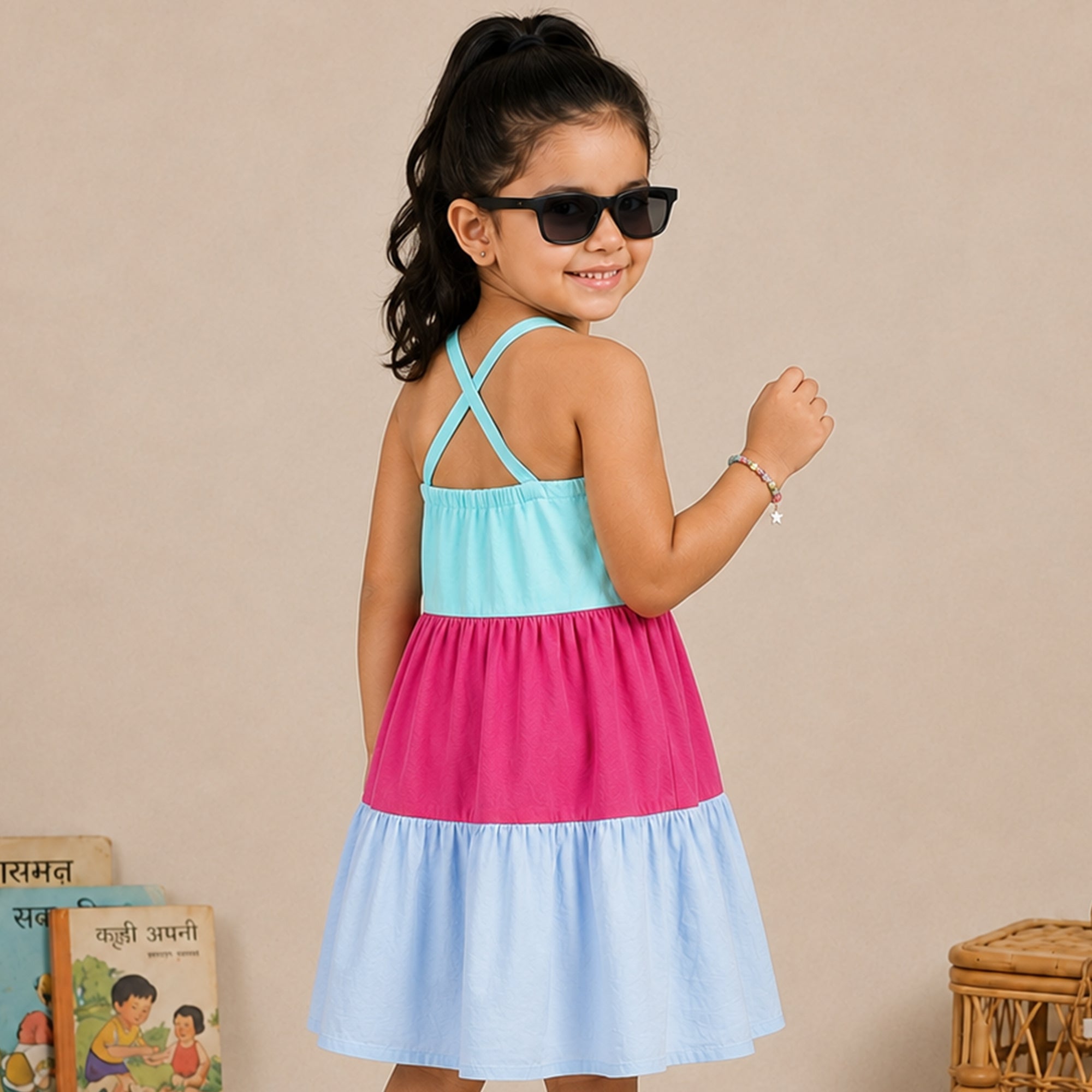 Cross Cut Dress - Multicolour Layer