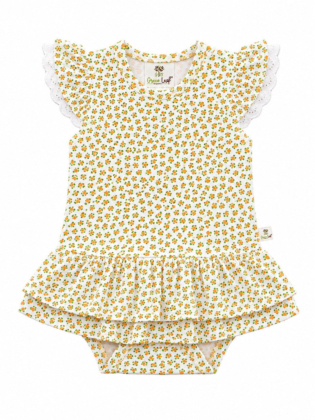 Baby Girl Skirt Onesie with Attached Bloomer|Flatter Sleeve|All Over Print