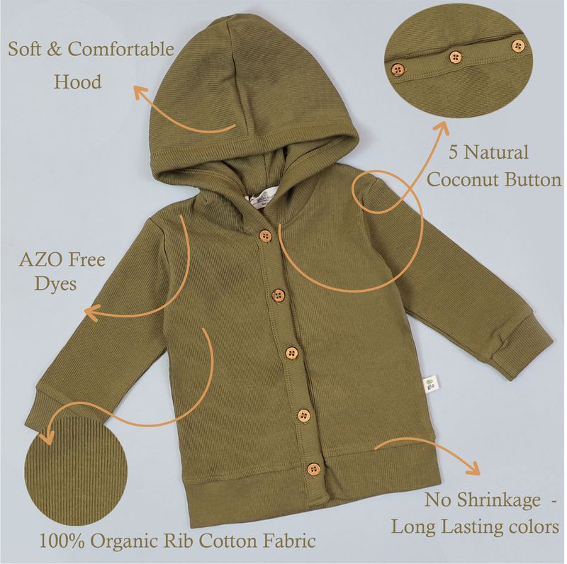 GREEN BUTTON HOODED