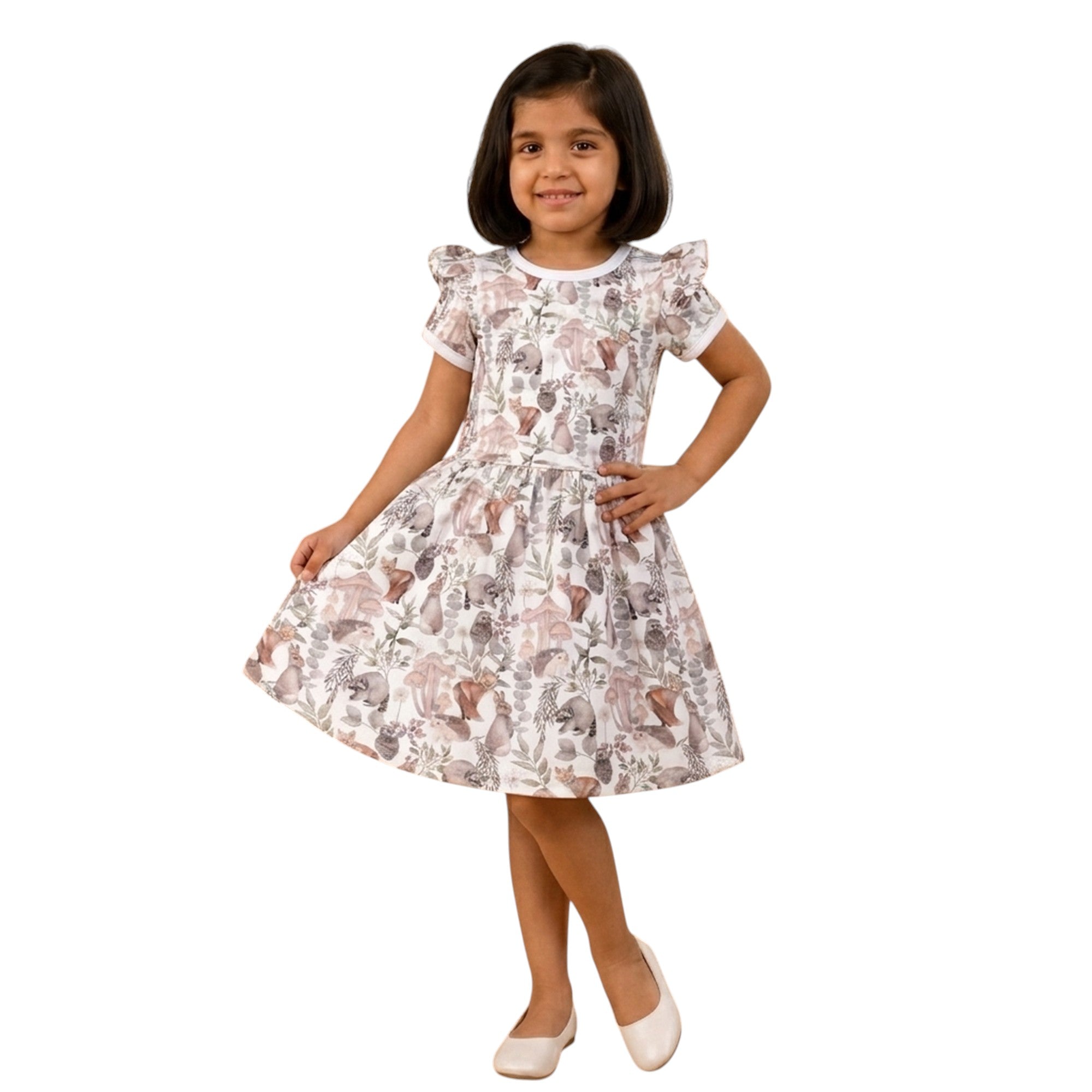 Flutter Half Sleeve Dress - Animal Print