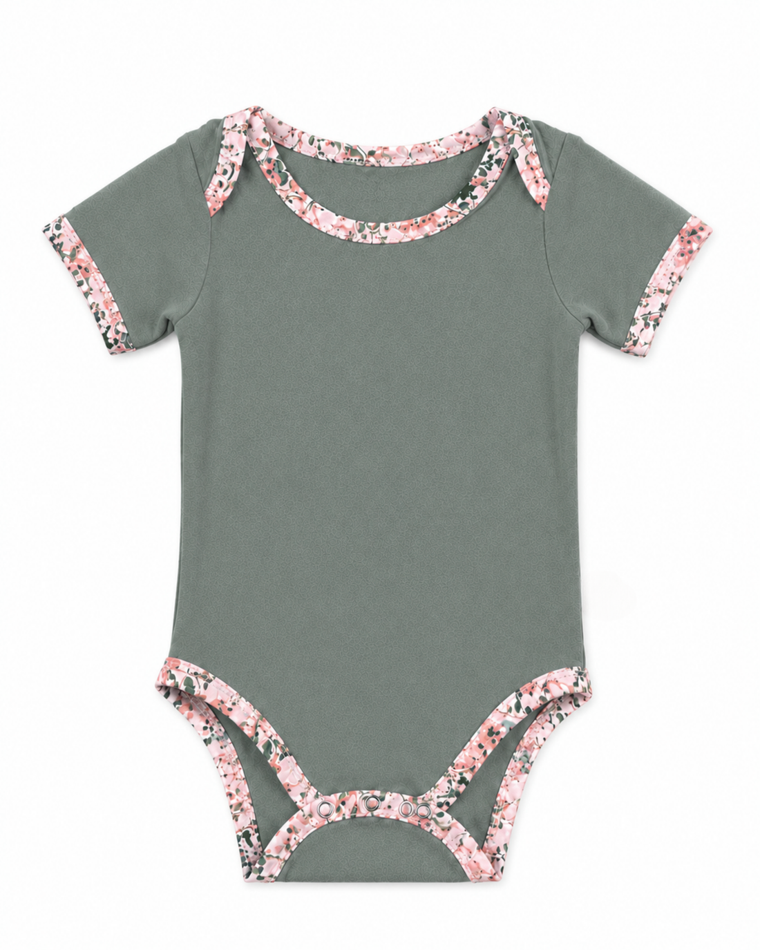 Sage Green Floral Print Trim bodysuit