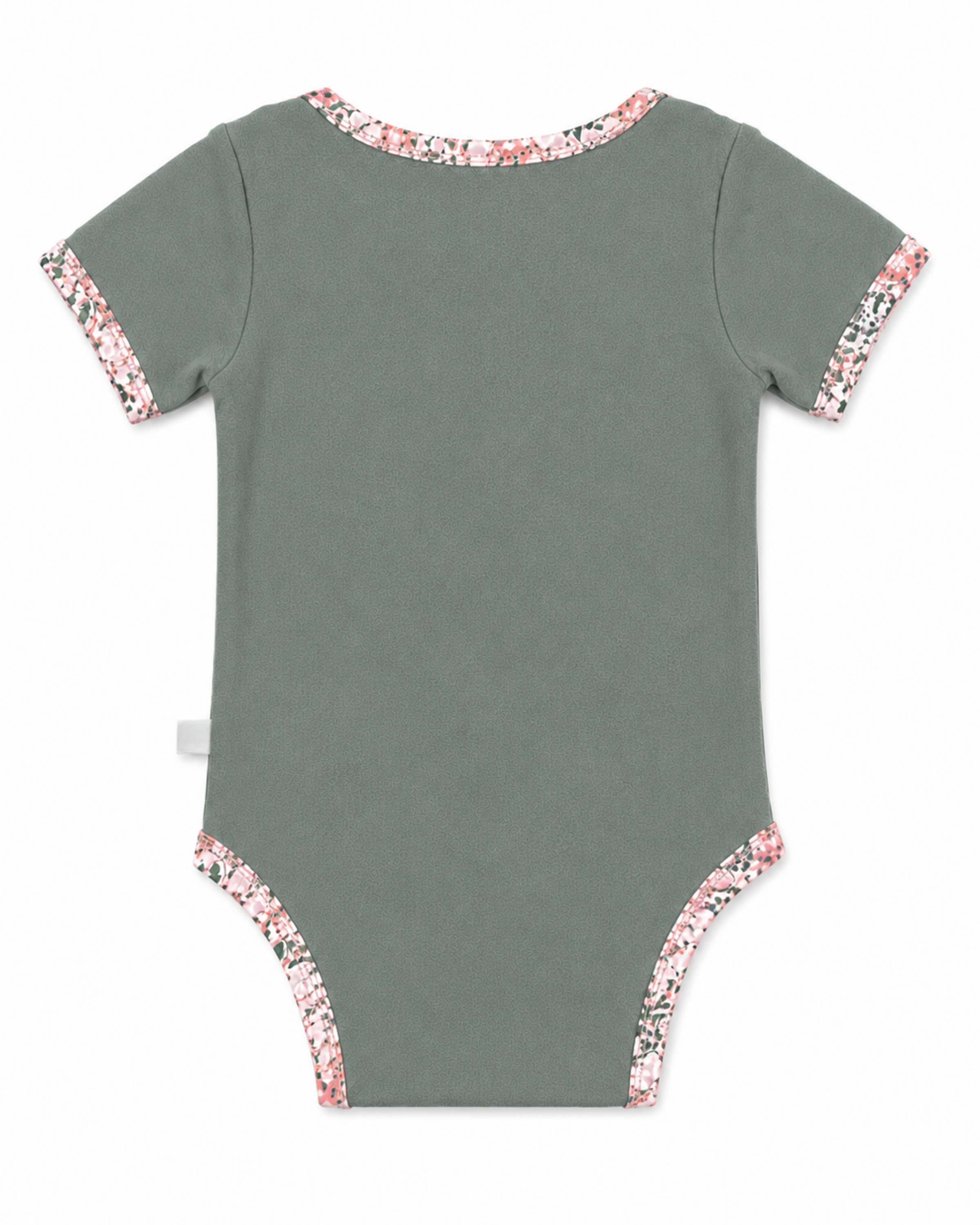 Sage Green Floral Print Trim bodysuit