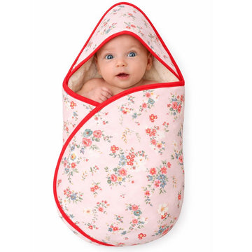 FLOWER PRINT HOOD-BLANKET