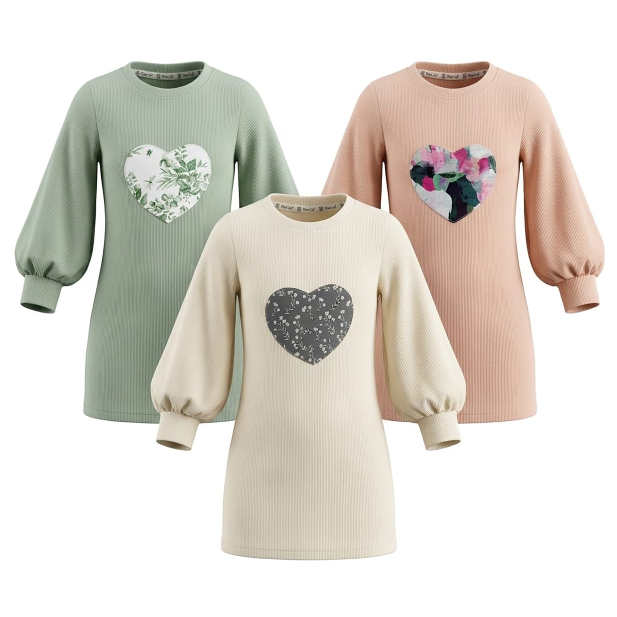 Rib Dress - Heart Print Dress