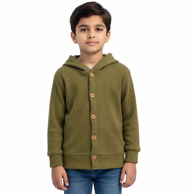 GREEN BUTTON HOODED