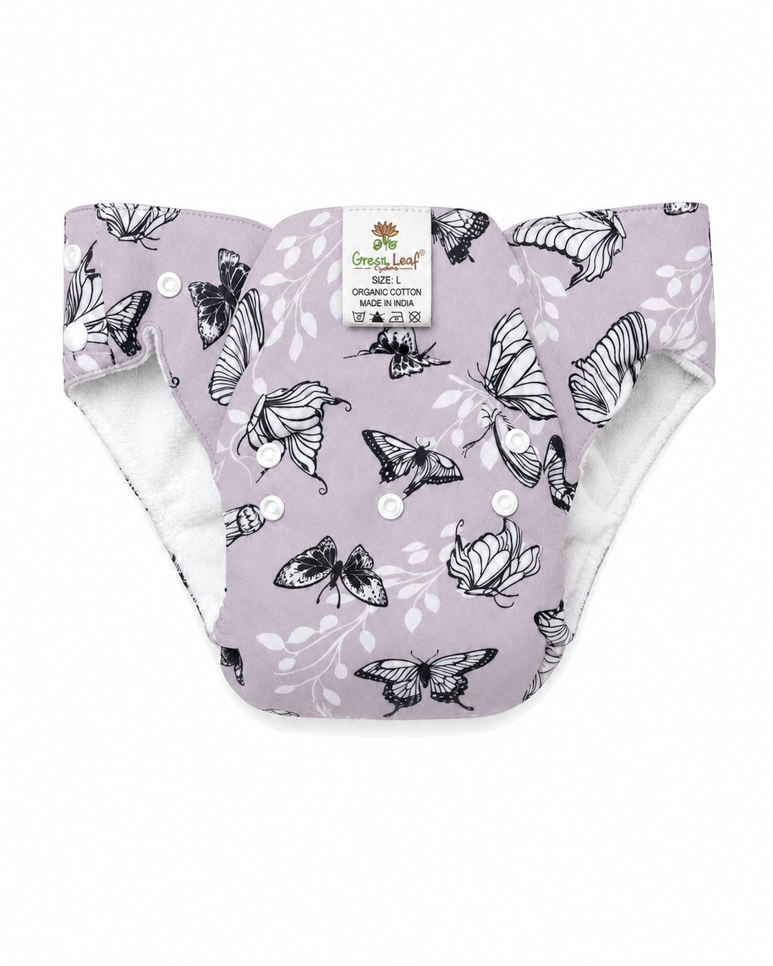 Green Leaf Organics Reusable Cloth Diaper | Organic Cotton | Adjustable Fit