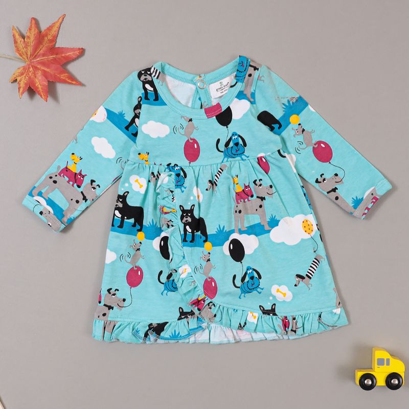 DOG PRNT WRAP OPEN DRESS