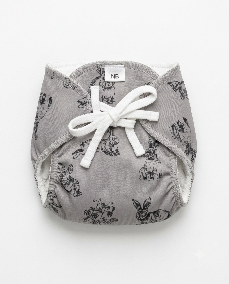 Baby Reusable Diaper Nappy with White Knot | Washable & Soft | Unisex