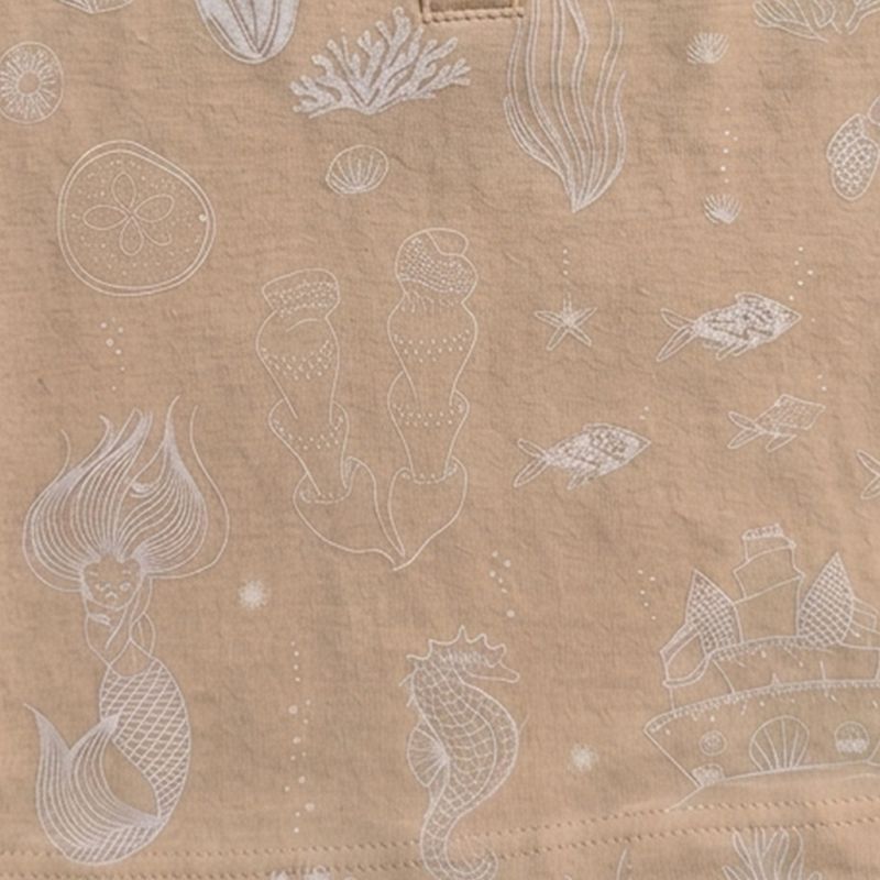 HALF WHITE BASE BROWN LEAF,MERMAID,MITTONS AOPGIRLS VEST