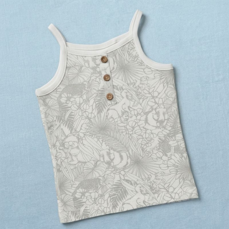 BROWN BASE WIHTE LEAF, ASH FLOWER GIRLS VEST