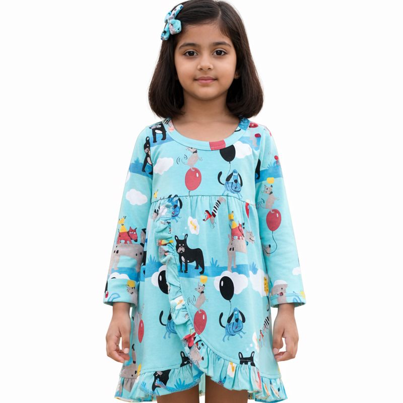DOG PRNT WRAP OPEN DRESS
