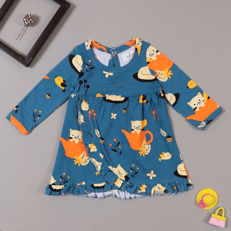 CAT PRINT WRAP OPEN DRESS (Copy)
