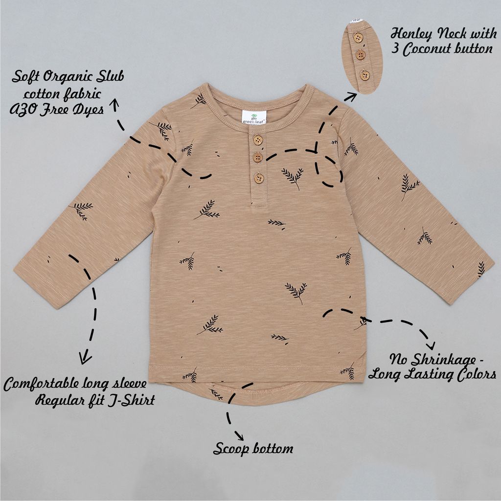 BROWN BASE AOP FRONT OPEN T-SHIRT