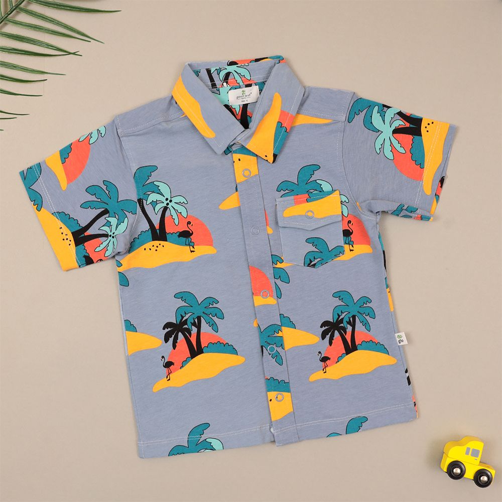 Coconut Tree Front Open Shirt