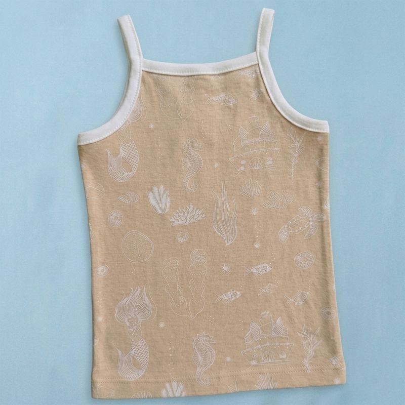 HALF WHITE BASE BROWN LEAF,MERMAID,MITTONS AOPGIRLS VEST
