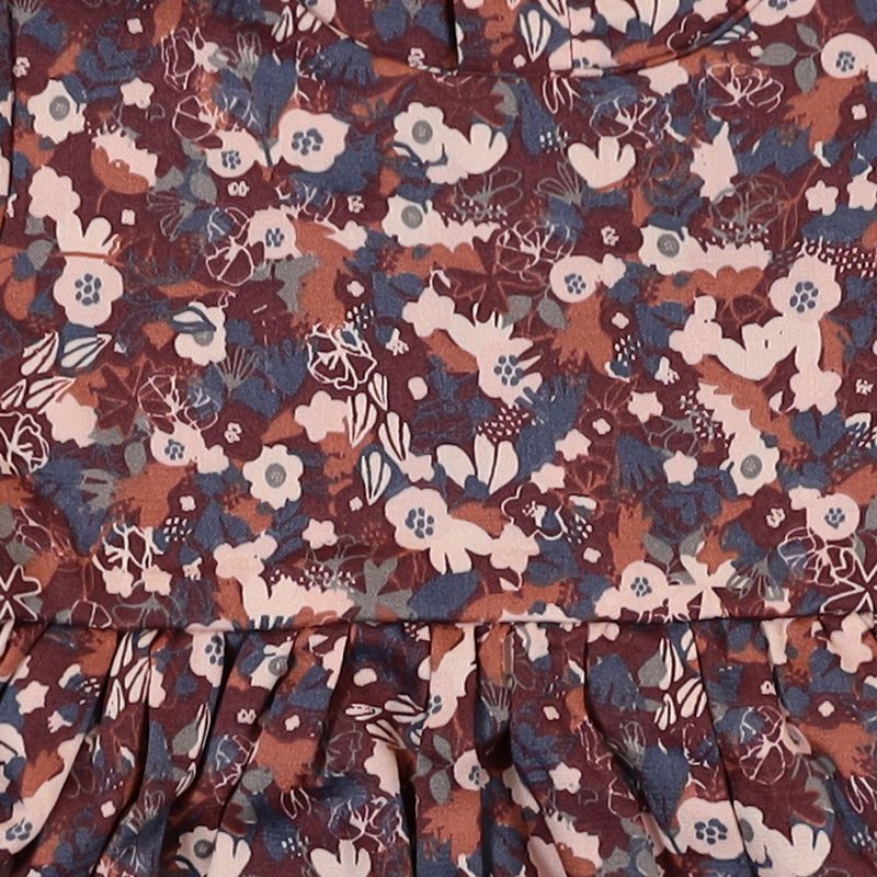 BROWN BASE AOP WOVEN DRESS