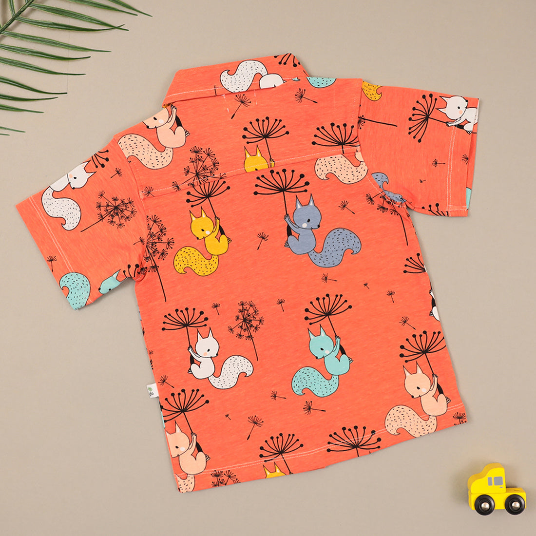 Orange Squrial Front Open Shirt