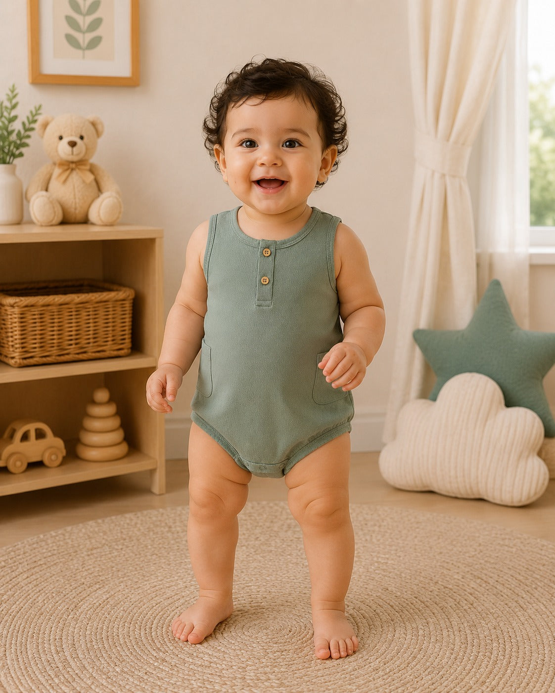 Pointelle|Unisex Romper|Sleeveless