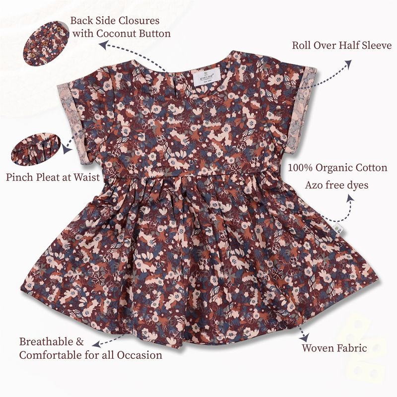 BROWN BASE AOP WOVEN DRESS