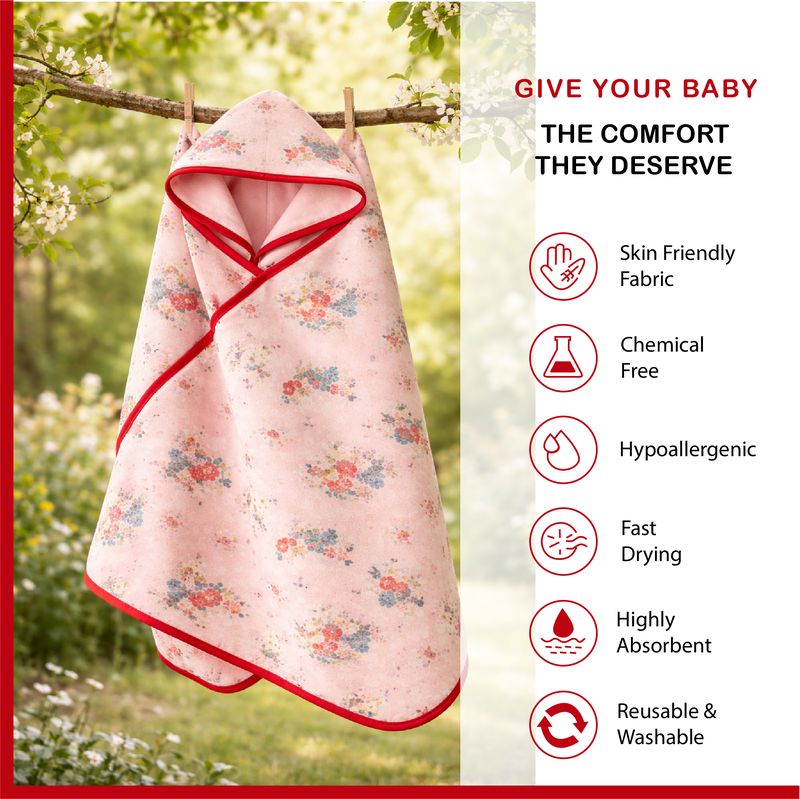 FLOWER PRINT HOOD-BLANKET