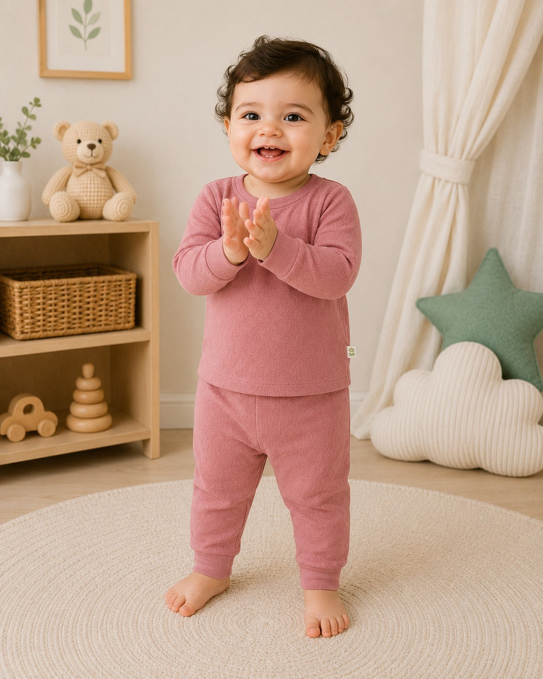 Pointelle | Unisex | Full Sleeve Tee & Pant Set