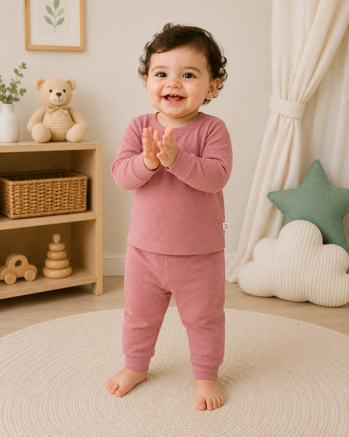 Pointelle | Unisex | Full Sleeve Tee & Pant Set