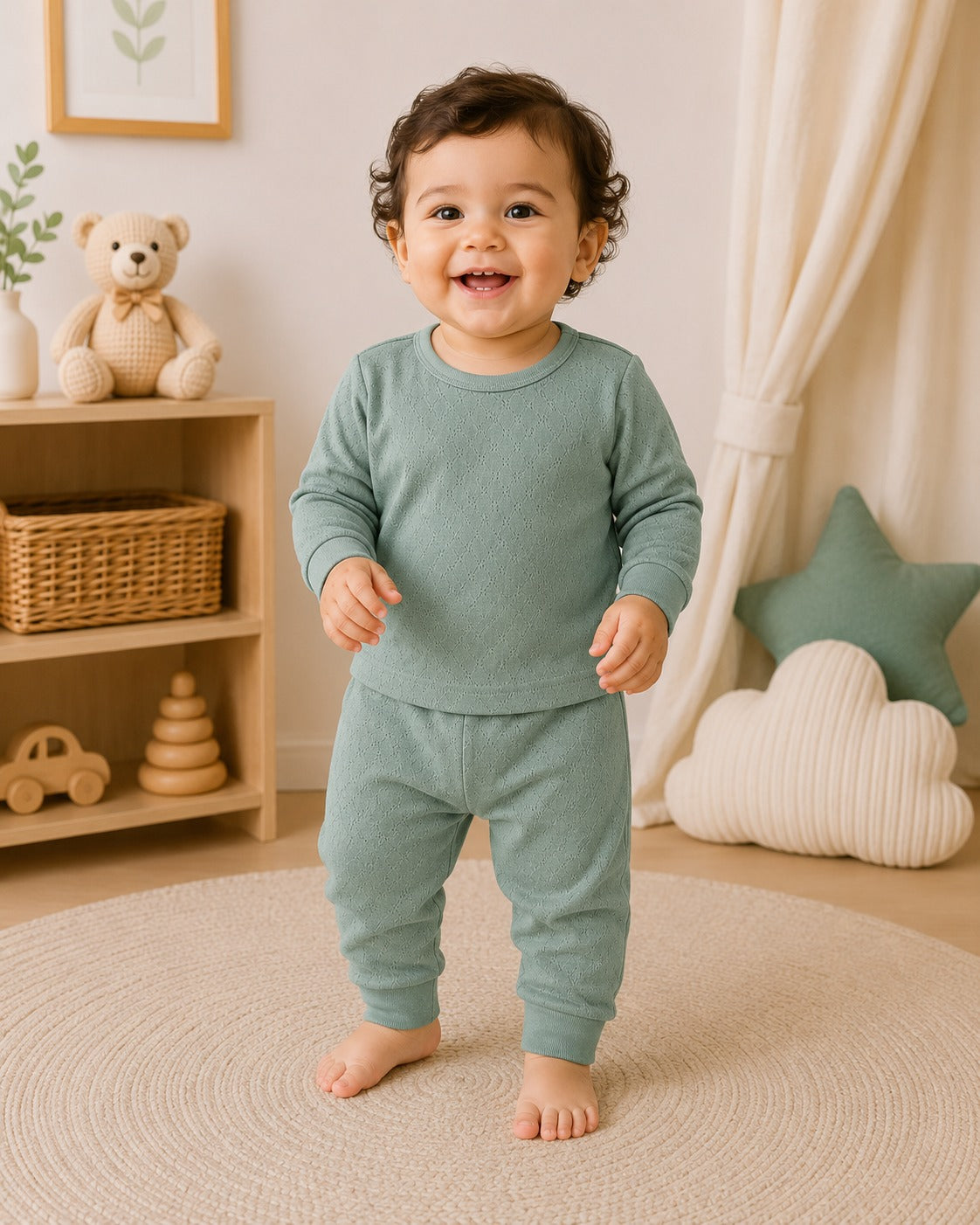Pointelle | Unisex | Full Sleeve Tee & Pant Set