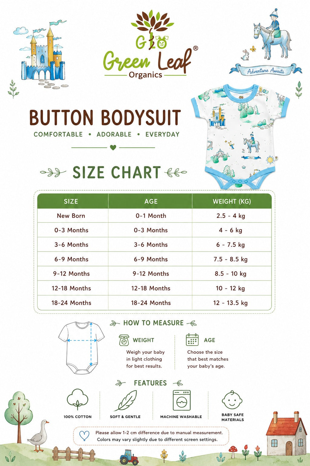 Baby Cotton Bodysuit|Half Sleeve