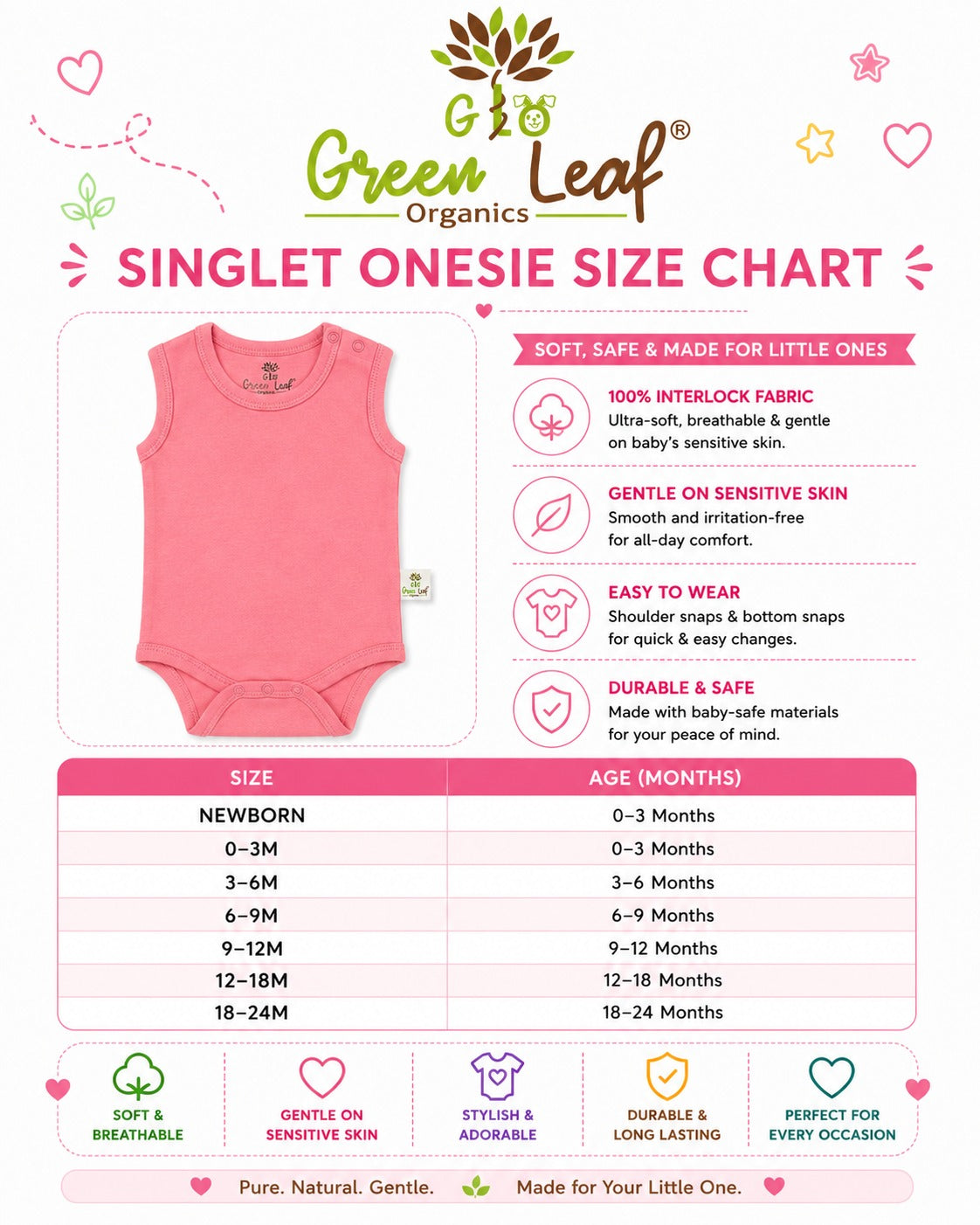 Baby Singlet Onesie with Snap Buttons | Sleeveless Bodysuit | Unisex