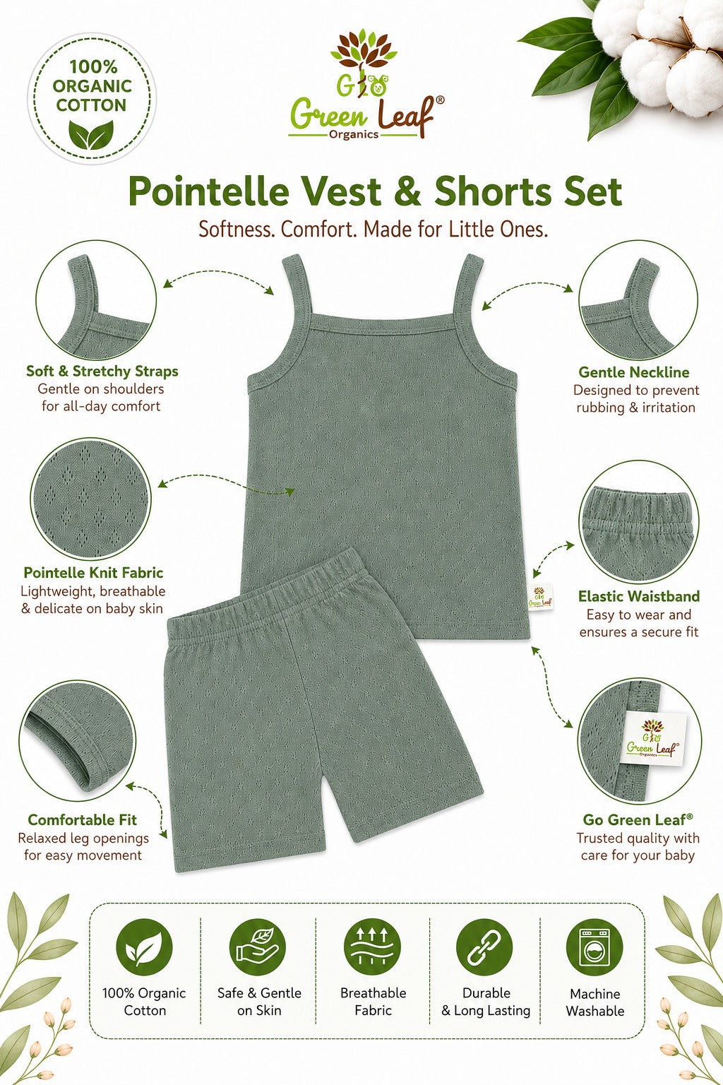 Pointelle Vest & shorts Set | Unisex