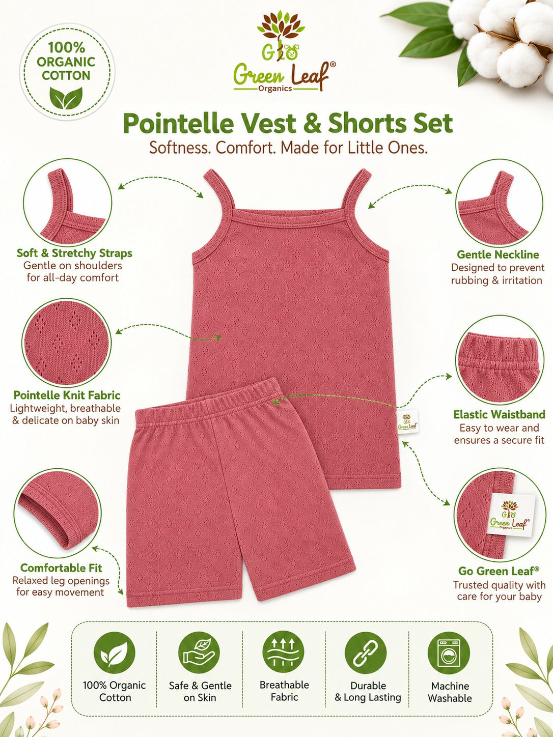 Pointelle Vest & shorts Set | Unisex