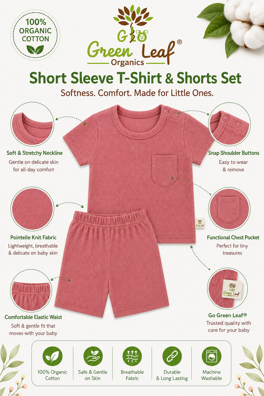 Pointelle | Unisex | Co-ord Set | Half Sleeve