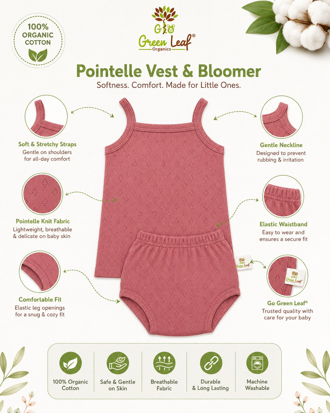 Pointelle Vest & Bloomer Set | Unisex
