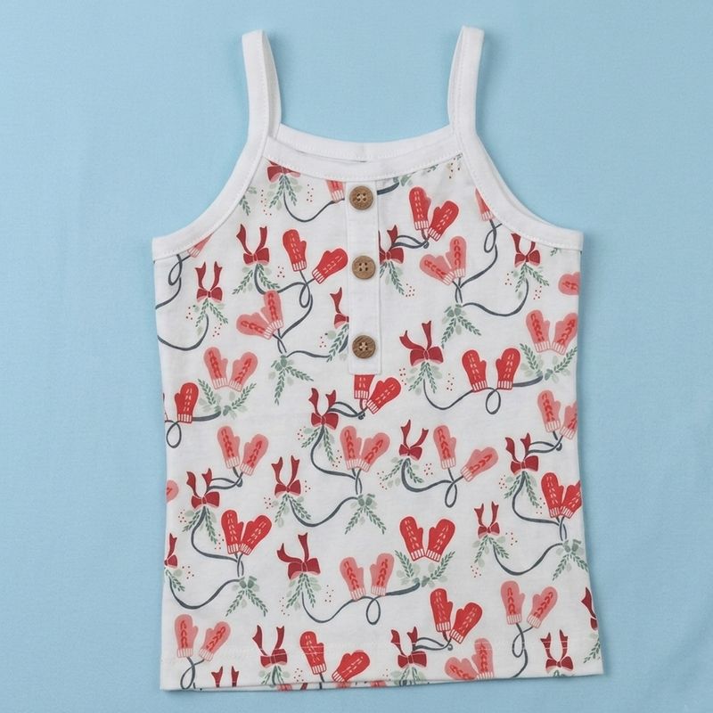 HALF WHITE BASE BROWN LEAF,MERMAID,MITTONS AOPGIRLS VEST