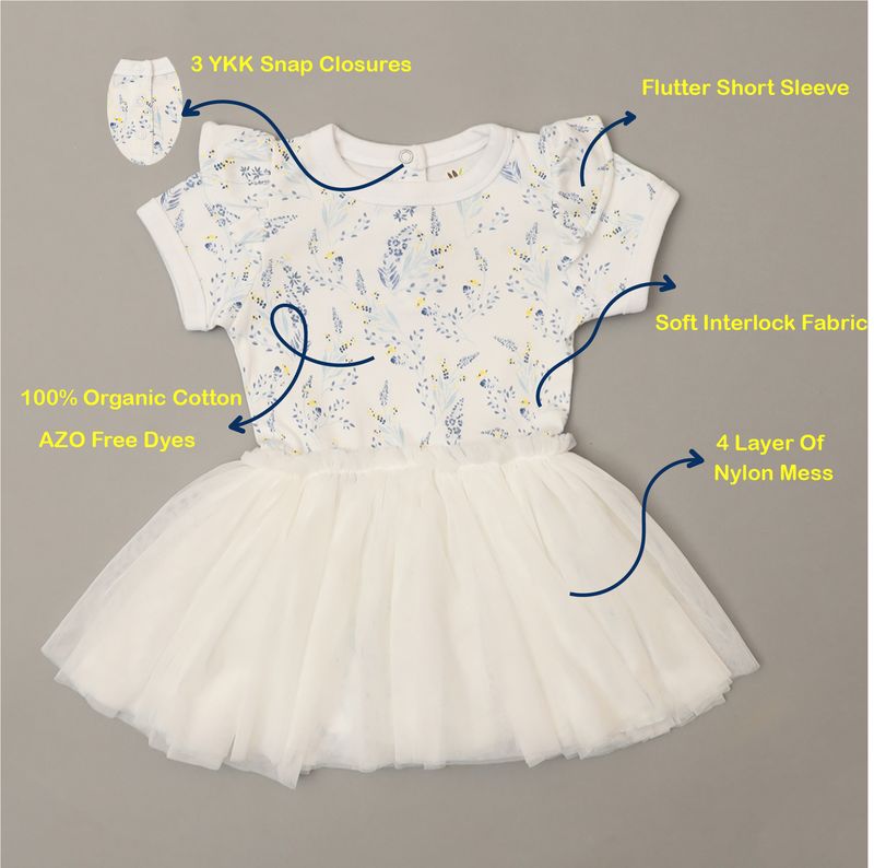 BLUE FLOWER TUTU DRESS WITHOUT MESS